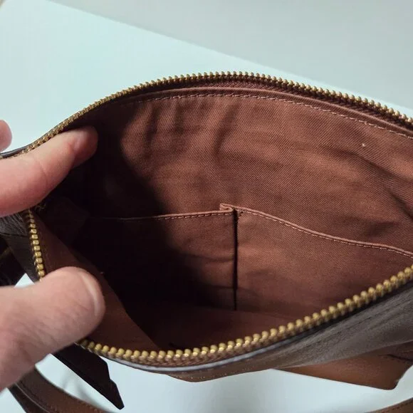 Fossil Purse Brown Red Gold Patchwork Leather Crossbody Bag Preppy Boho - Picture 6 of 7